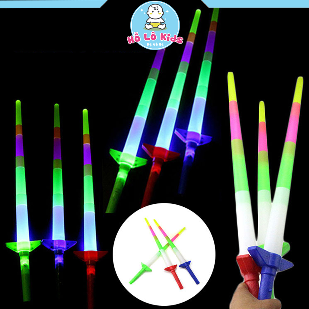 Kiếm đồ chơi có đèn 4 đoạn phát sáng nhiều màu dành cho bé Hồ Lô Kids