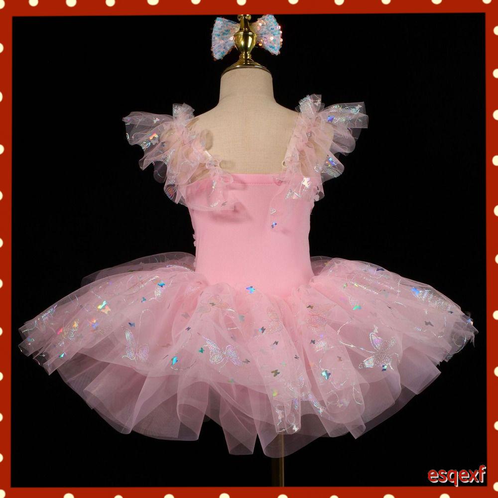 ESQEXF Đầm sequin Váy ballet cho trẻ em Hiện đại Hoa Quần áo biểu diễn Thời trang Phồng Váy công chúa Bé gái