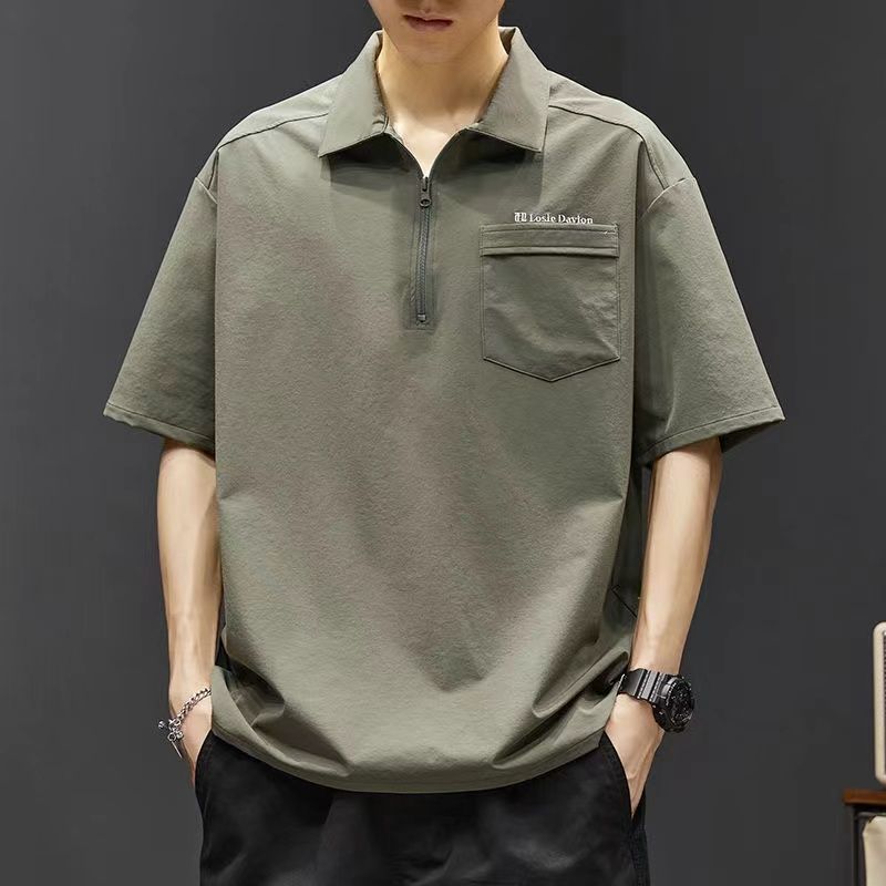 Người Đàn Ông Của tay ngắn Mùa Hè Lỏng Polo Áo Sơ Mi Quần Áo Lao Polo Áo Sơ Mi Người Đàn Ông Của Giản Dị Nhật Bản Lụa băng quần áo nhanh khô phong cách mùa hè