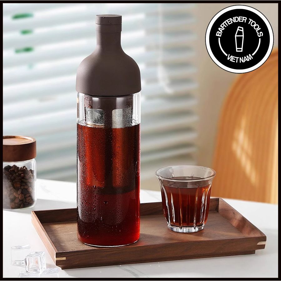 Bình thủy tinh pha và ủ cà phê cold brew, detox trà ( lọc inox 2 lớp, nắp cao su )
