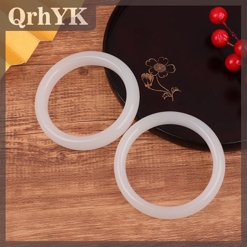 QrhYK Tự Nhiên Trắng Trung Quốc Ngọc Vòng Đeo Tay Bangle Đồ Trang Sức Phụ Kiện Thời Trang Người Phụ Nữ Người Phụ Nữ May Mắn Amulet Quà Tặng 58-62Mm