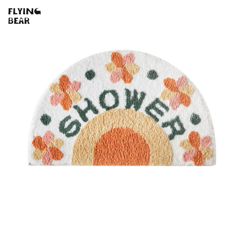 Imitation cashmere floor mat simple semi-circle absorbent bathroom floor mat non-slip carpet toilet toilet door mat ราคา 76 บาท*ส่งฟรี