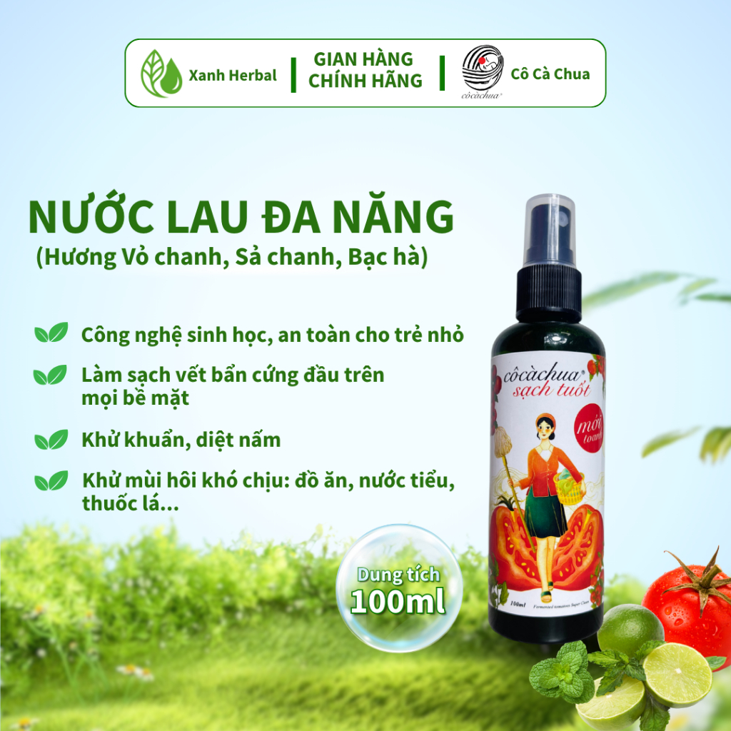 [Hàng Tặng Không Bán]Nước Lau Đa Năng Cô Cà Chua Hương Sả Chanh Bạc Hà 100ml