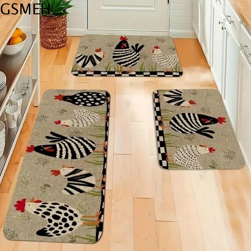 GSMEH Có thể lau Thảm bếp gà Chống trượt Siêu thấm Thảm Nhà Bếp Thảm Tắm Dày hơn Thảm trải sàn Trang trí nhà cửa
