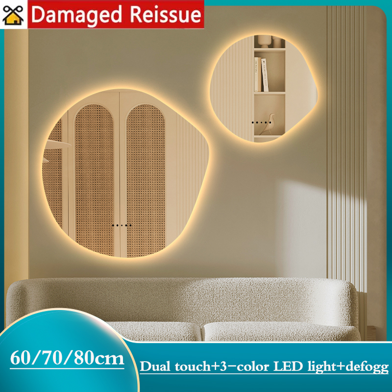 Bathroom Smart Mirror Irregular Lighting Mirror LED Touch Light Mirror Bedroom Backlight Dimming Mirror Bathroom Defogging Mirror Washbasin Living Room Decoration Mirror ราคา 2,299 บาท*ส่งฟรี