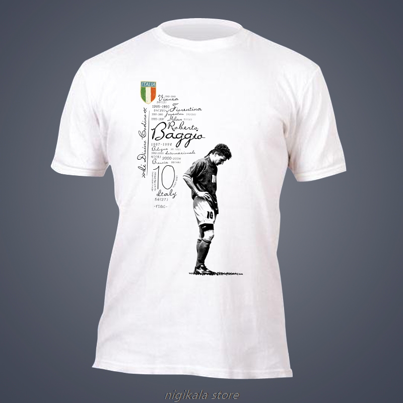 Tide Short Sleeve T-Shirt Roberto Baggio Fiorentina Mlian Azzurri Italy Commemorative Jersey Tees