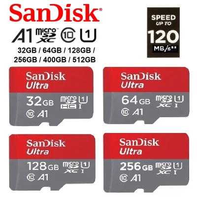 Sandisk Ultra 32GB 64GB 128GB 256GB 400GB 512GB 1TB MicroSD Memory Card Up to 120MB/S Class 10 A1 SDSQUA4