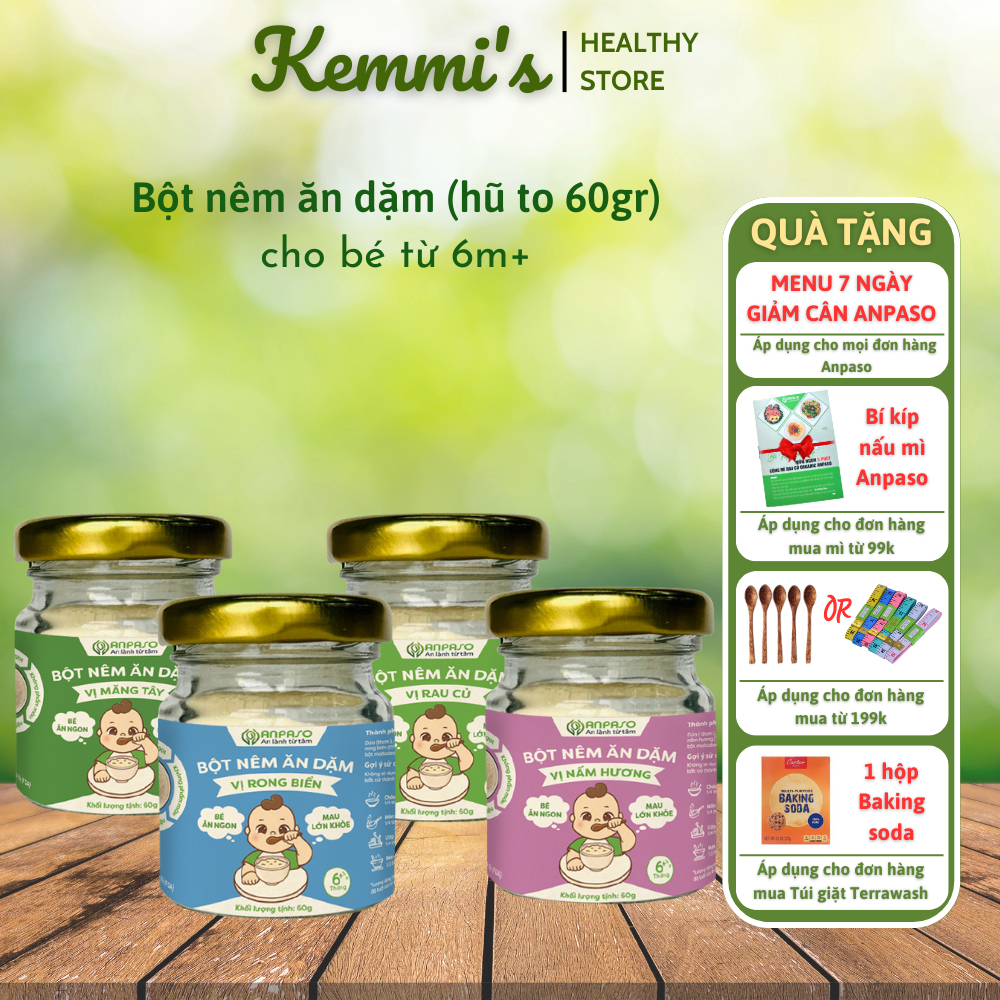 Bột nêm ăn dặm anpaso - bột nêm cho bé vị rau củ tự nhiên dinh dưỡng hũ 60g
