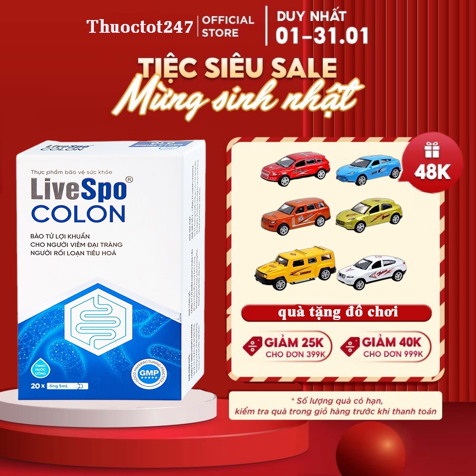 Men vi sinh dùng cho Viêm Đại Tràng, Táo bón, Tiêu chảy - LiveSpo COLON 3 tỷ bào tử lợi khuẩn