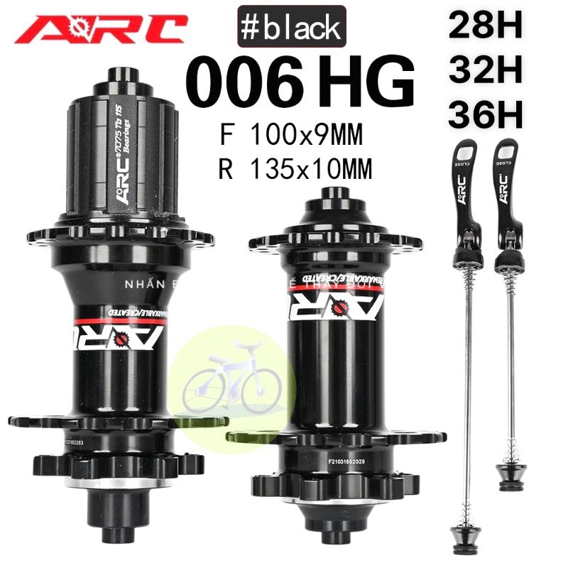 Đùm cối nổ arc mt006 28,32,36 lỗ hub xe đạp 100/135 qr cối hg 8-11 speed