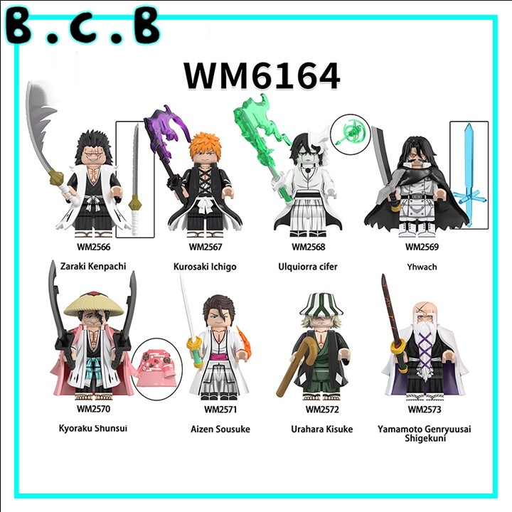 Bleach Đồ Chơi Lắp Ráp Anime Zaraki Kenpachi Kurosaki Ichigo Minifigure Mô hình Nhân vật Sứ Giả Thần Chết WM6164