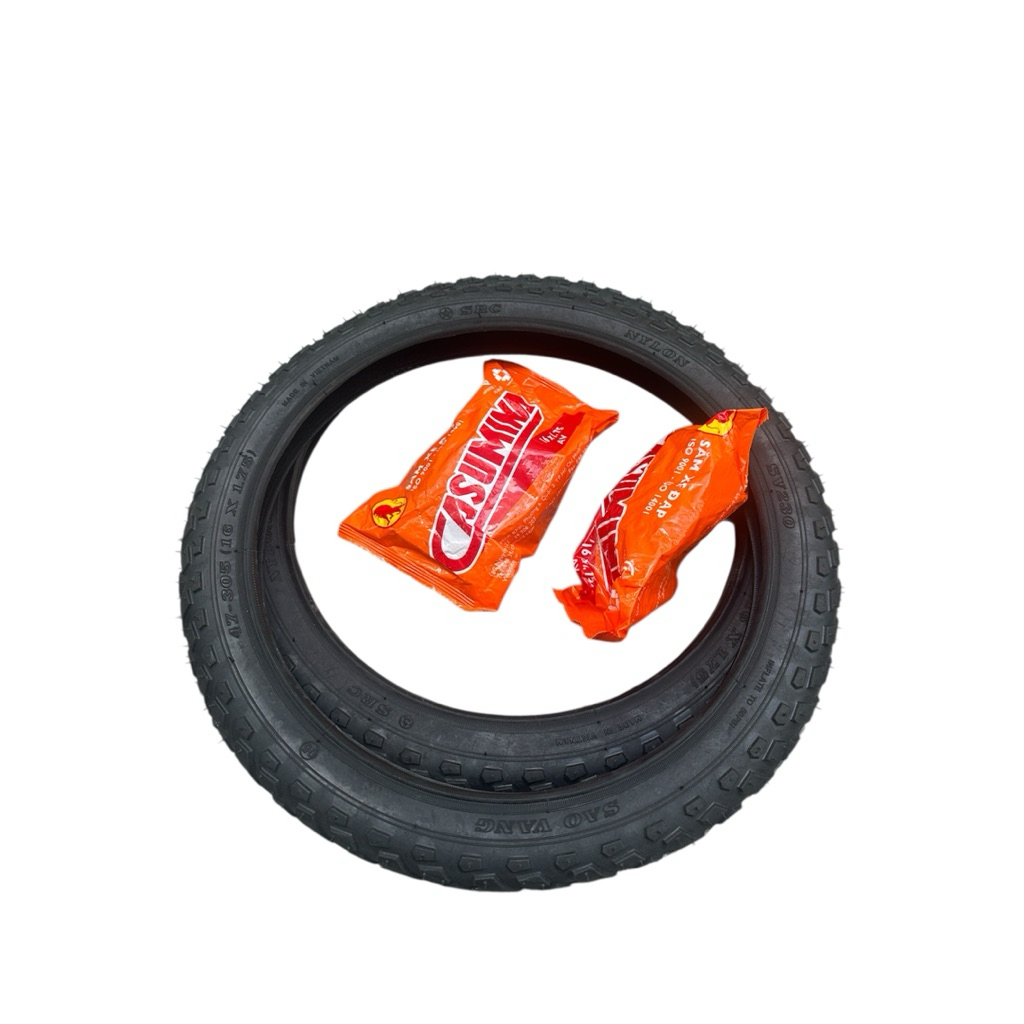 Vỏ Ruột/ Săm Lốp Xe Đạp Bánh 16inh (16x1.75) 47-305 Sao Vàng. Made in VietNam