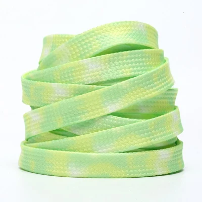 AL 9mm 1Pair 9 Colors 3 Lengths Laces Shoe Tie-dyed Elasticity Flat Shoelaces Sport Shoe Laces Gradient Shoelaces Accessories
