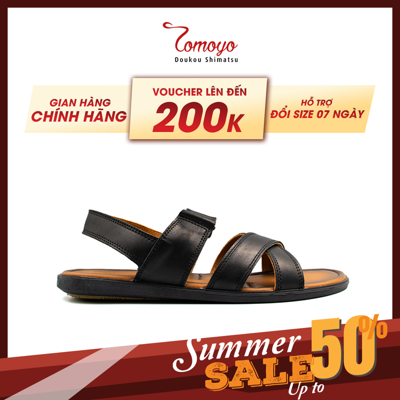 Dép sandal nam da bò cao cấp tomoyo tms80201