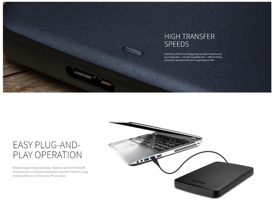 Toshiba Canvio Basics 1TB 2TB 4TB Portable External Hard