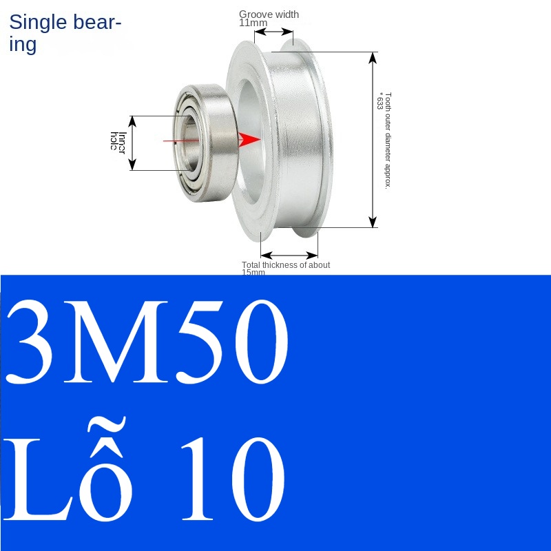 Bánh Răng Đồng Bộ 3M 50 Răng Guangfa - Răng Căng, Rãnh 11/16/21mm, Có Ổ Bi, Lỗ 5-17mm, Nhôm, Hướng Dẫn Công Nghiệp - bóng 11 10 đơn