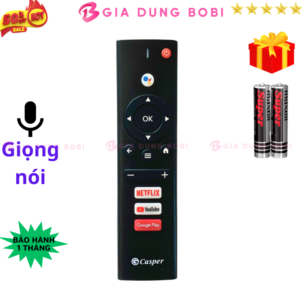 Remote điều khiển tivi Casper A3 Mã 08 Giọng nói Điều Khiển TV Casper - Tặng kem pin - Gia Dụng Bo B