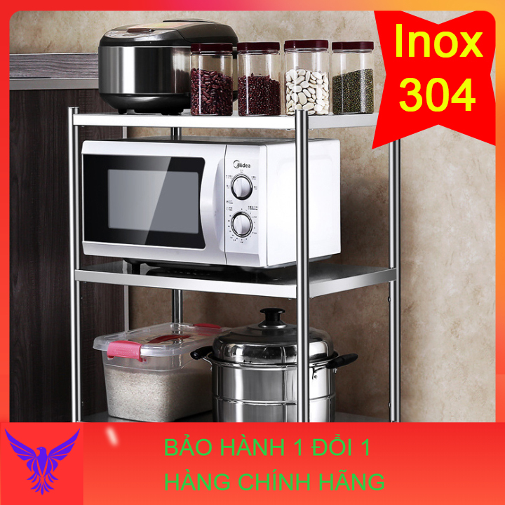 Kệ bếp inox 3 tầng - Kệ để đồ nhà bếp - Kệ để lò vi sóng