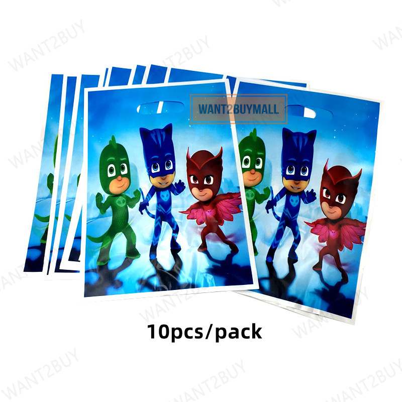 10pcs Cartoon Theme Birthday Party Gift Plastic Bag Kids Children Goodies Baby Shower Candy Cookie Budak Hadiah Loot Beg