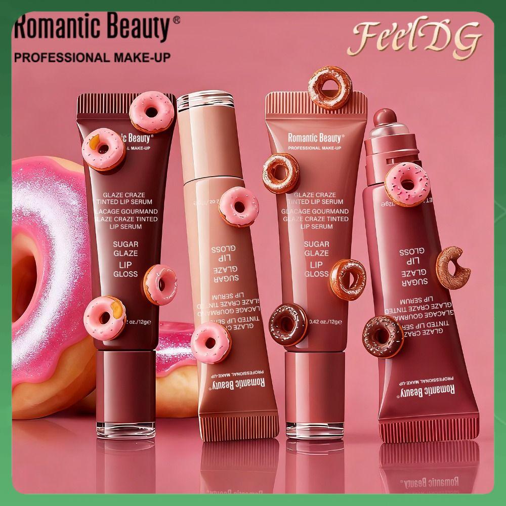 FEELDG Lấp lánh Son bóng Đầy đặn bóng mượt Bánh rán Son bóng 3D Hydra Màu ngọc trai Dưỡng ẩm Son môi Trang điểm hàng ngày
