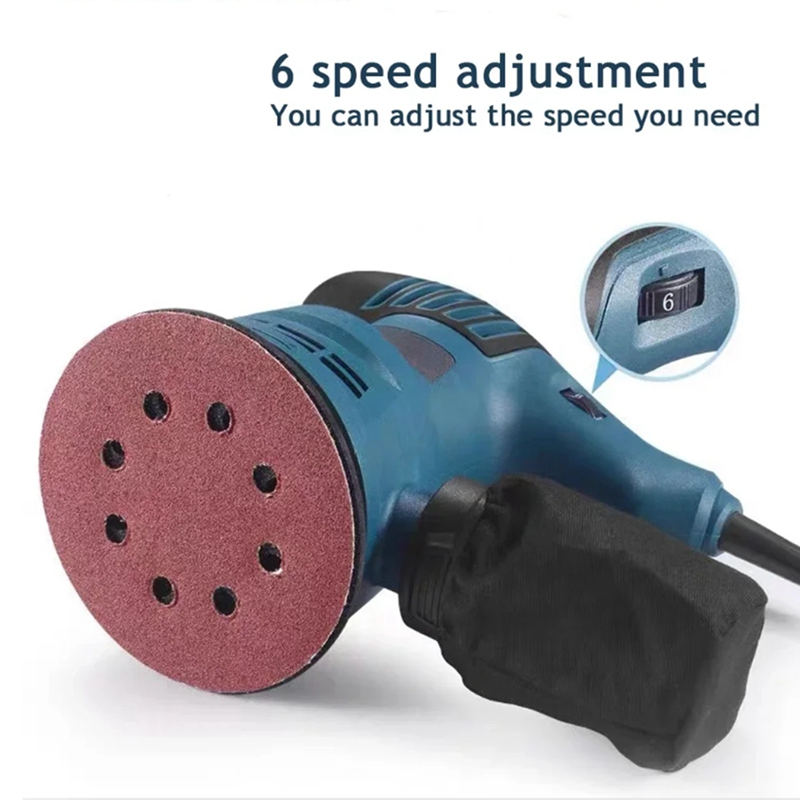 【ALA】-300W Electric Eccentric Sander,6 Gears Speed Adjustment 5 Inch 125mm,for Wood Sanding and Car 