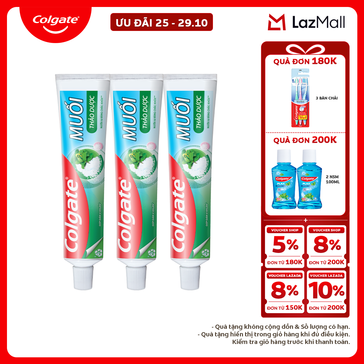 Bộ 3 kem đánh răng Colgate bảo vệ nướu Muối Thảo Dược Herbal Salt 225gx3