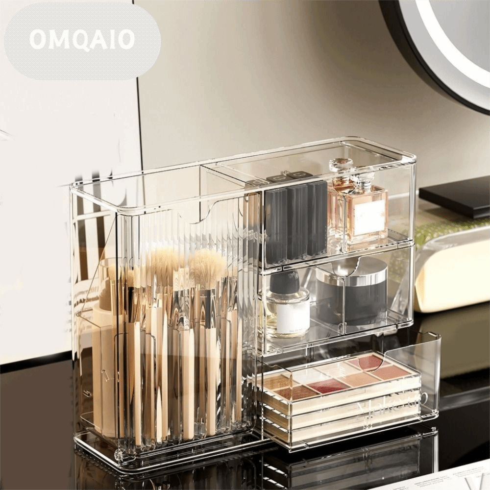 OMQAIO โปร่งใส กล่องเก็บเครื่องสำอาง พลาสติก ความจุขนาดใหญ่ กล่องเก็บของแบบลิ้นชัก หลายฟังก์ชัน กันฝุ่น ชั้นวางลิปสติก สำหรับบ้าน ราคา 1,298 บาท*ส่งฟรี