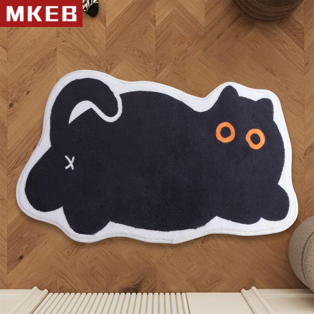MKEB MALL Mèo Đen Thảm sàn hình mèo Chống trượt Thấm hút Thảm trải sàn Trang trí nhà cửa Siêu mềm Thảm sàn Phòng ngủ