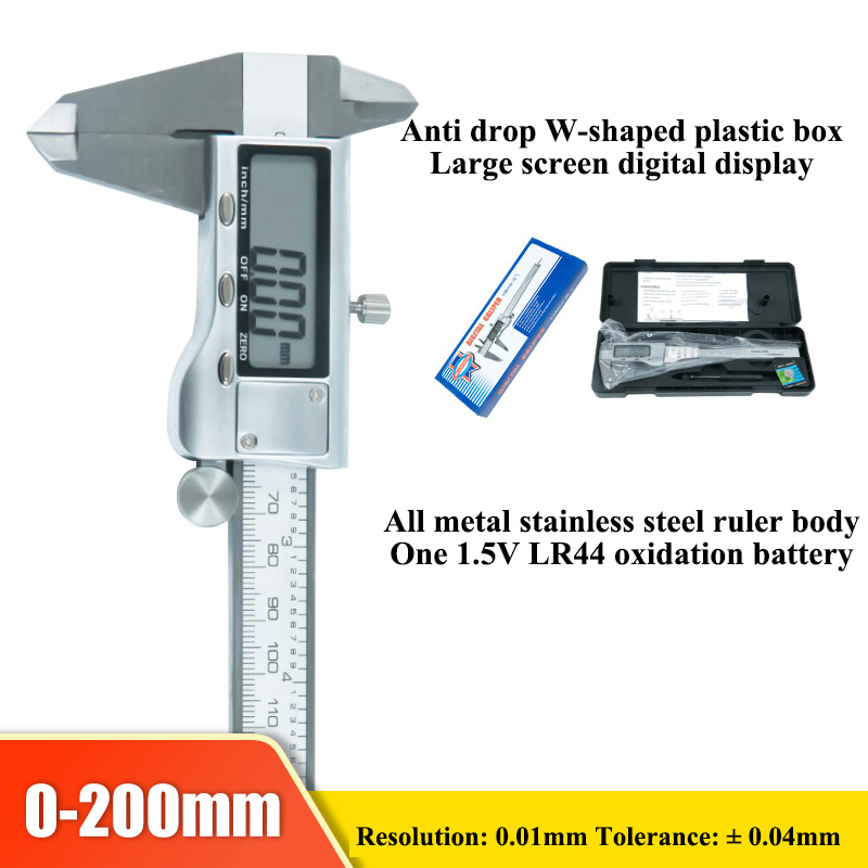 ZUOGUAN Thước cặp Caliper màn hình kỹ thuật số điện tử thép không gỉ Caliper 0-150-200-caliper độ ch