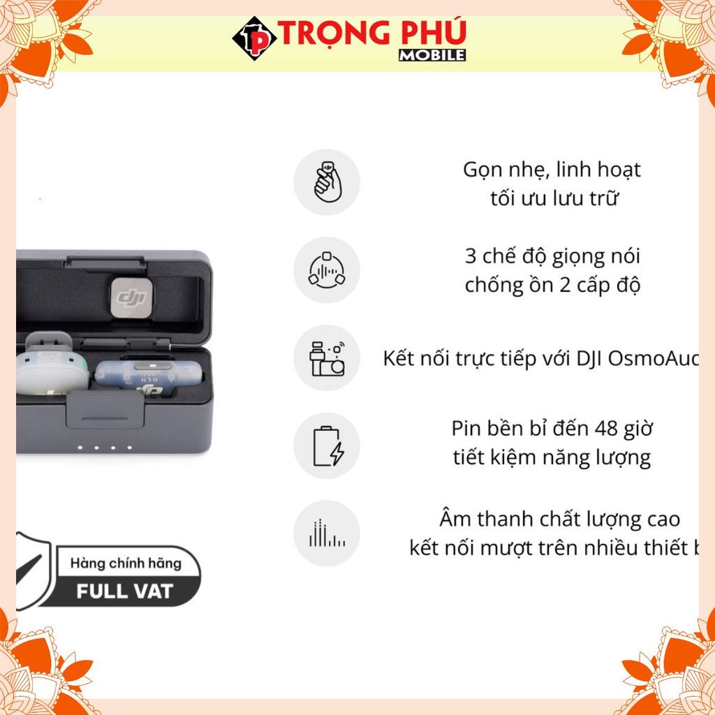 Micro thu âm DJI Mic Mini 2 (1 TX + 1 Mobile RX + Charging) 1 mic + 1 thu cho điện thoại + hộp sạc + phụ kiện