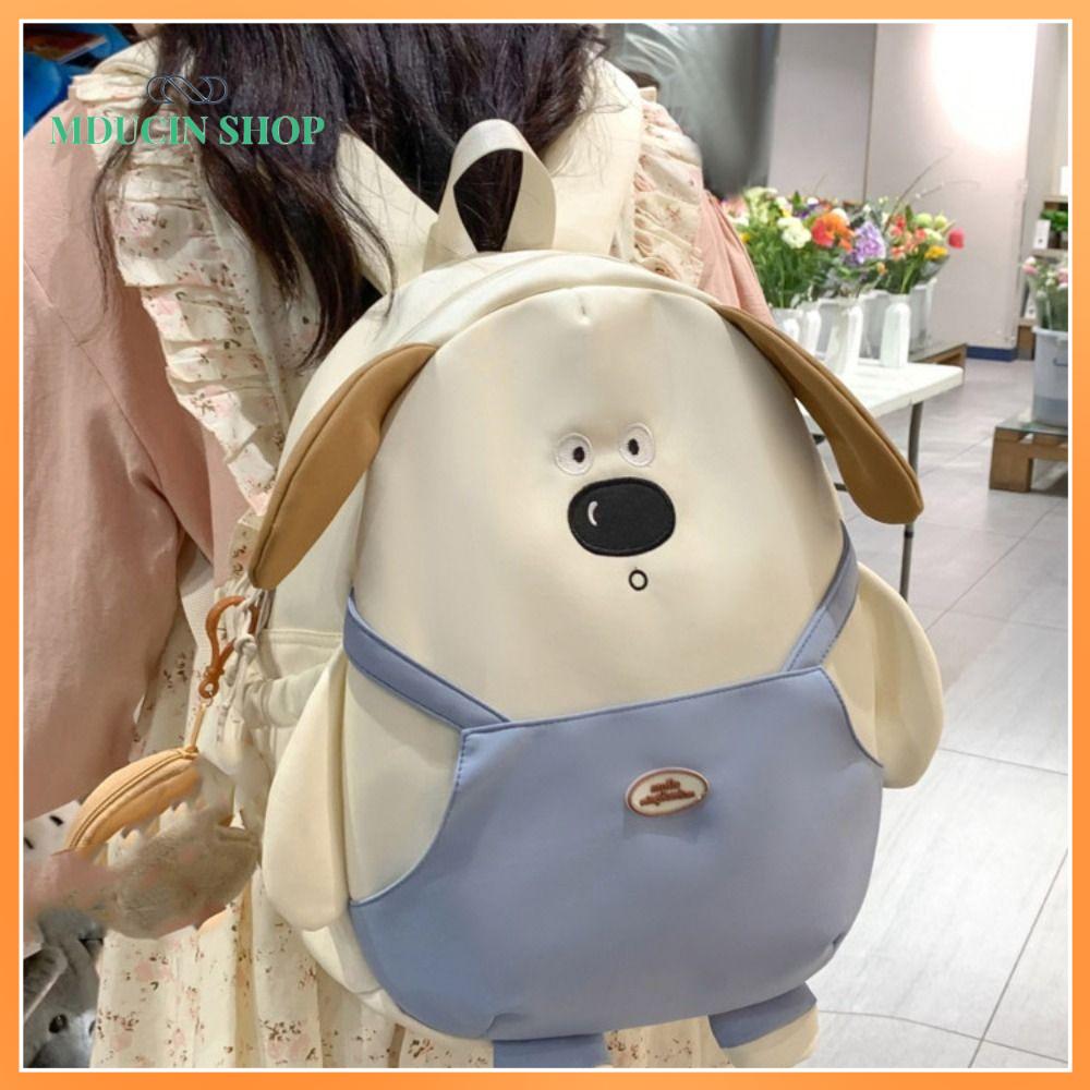 MDUCIN SHOP Chú chó hoạt hình Ba lô Dây đeo có thể điều chỉnh polyester Ba lô học sinh Dễ thương Nhẹ Ba lô cho chó con Phụ nữ