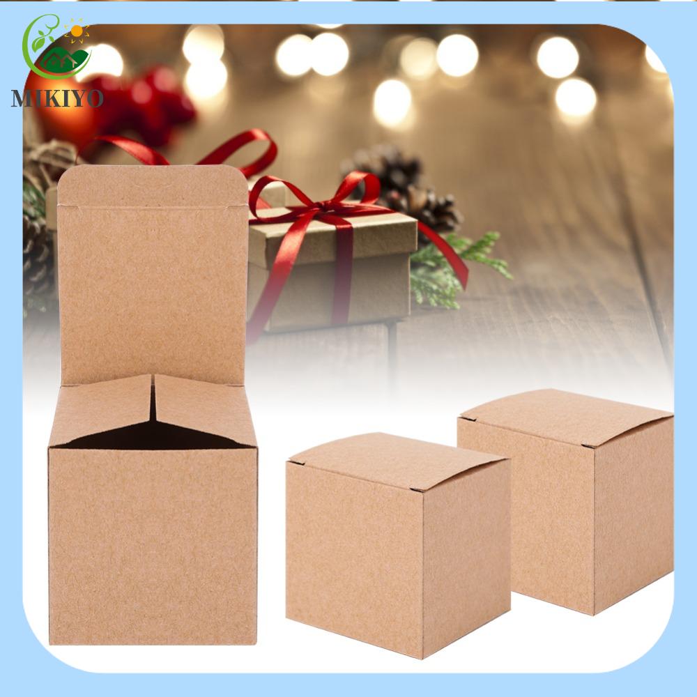 MIKIYO FASHION 50PCS Nâu Hộp giấy Kraft Push-Form Có nắp đậy Hộp kẹo Vật liệu gói quà Giấy Hộp Đám cưới