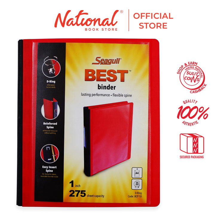 Seagull Ring Binder 3r BCP10 A4 1inches Dtype PP Cover With Front Pocket Red - Files & Folders