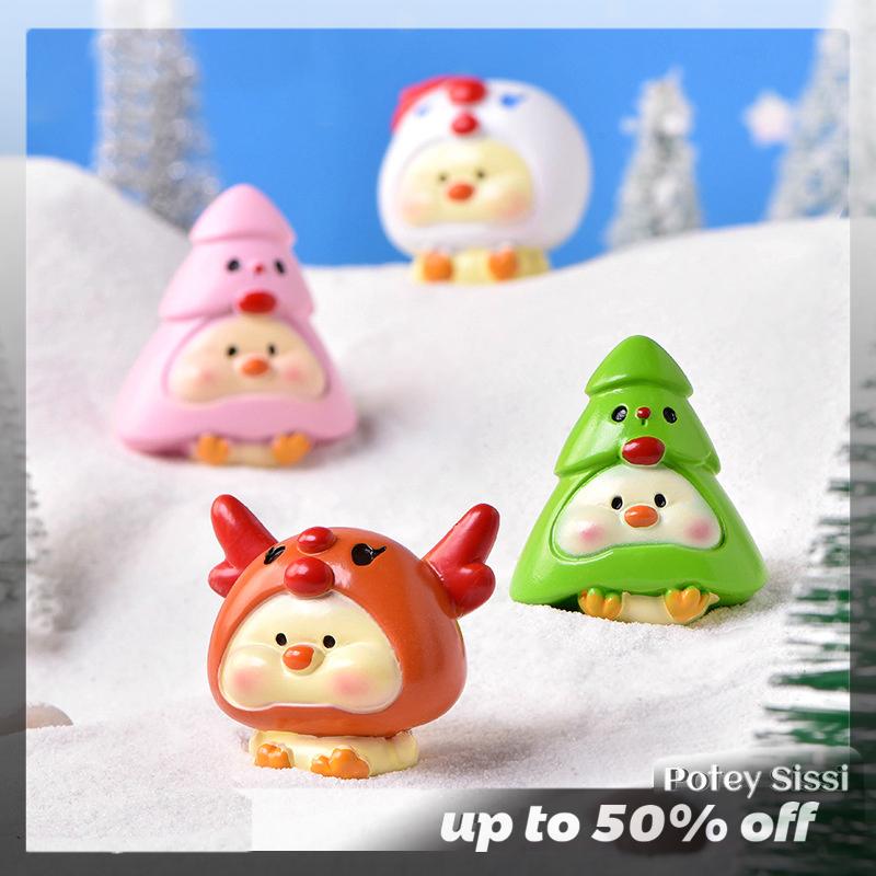 Potey Dễ Thương Mini Giáng Sinh Người Tuyết Santa Hat Phim Hoạt Hình Động Vật Micro Cảnh Quan Đồ Trang Trí Nhựa Xe Đồ Trang Trí Giáng Sinh Quà Tặng Trang Trí