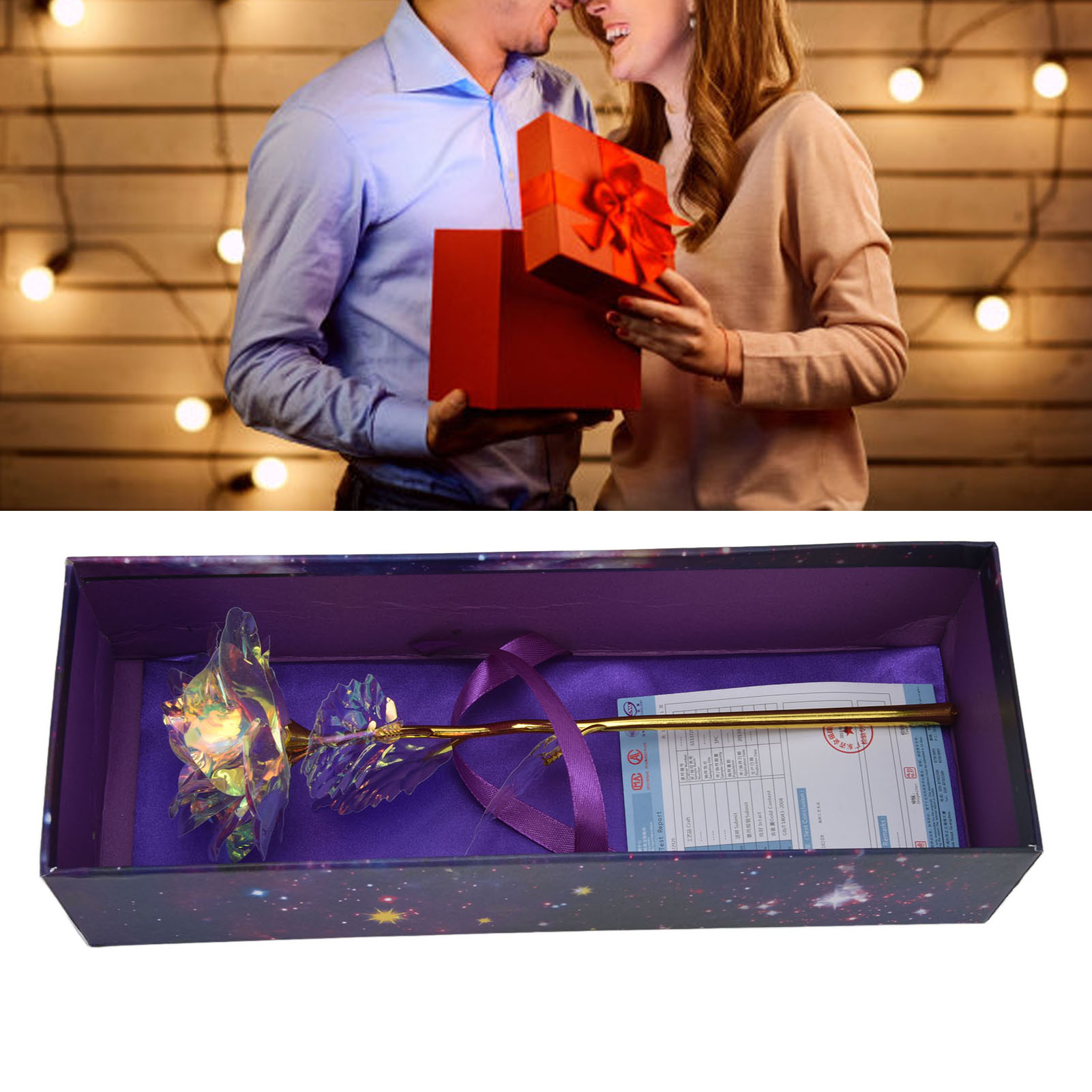 Eternity tăng hoa hồng sặc sỡ lãng mạn hấp dẫn hoa hồng vàng bề ngoài tinh tế cho giáng sinh cho chồng