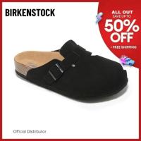 Original Birkenstock Boston Original Pure black suede style cork toe half slippers Unisex