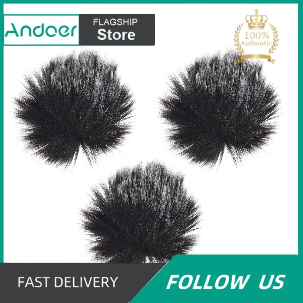 Andoer Lông Ngoài Trời Lọc gió Micro Muff Mini Ve Áo Micro dây chuyền Kính Chắn Gió
