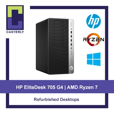 [Refurbished] HP EliteDesk 705 G4 Microtower Desktop PC / AMD Ryzen™ 7 PRO 2700 / 8GB Ram / 1TB HDD / AMD Radeon R7 430 / Windows 10