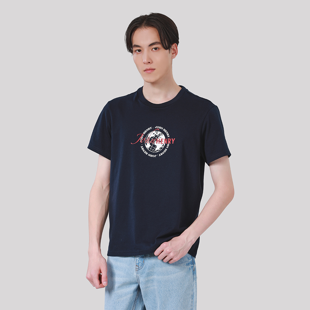 John Henry Men's T-Shirts (Slim Fit) Model JH S125MTSSM24 - Navy ราคา 395 บาท*ส่งฟรี