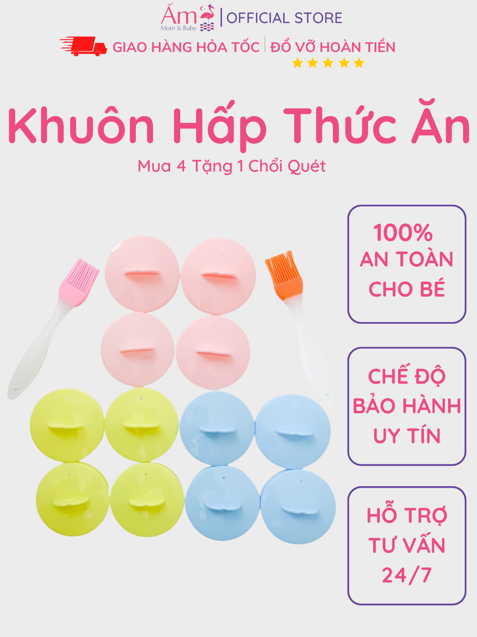 Khuôn Hấp Đồ Ăn Làm Bánh Có Nắp Cho Bé Ấm Baby Nhiều Hình Ngộ Nghĩnh Từ