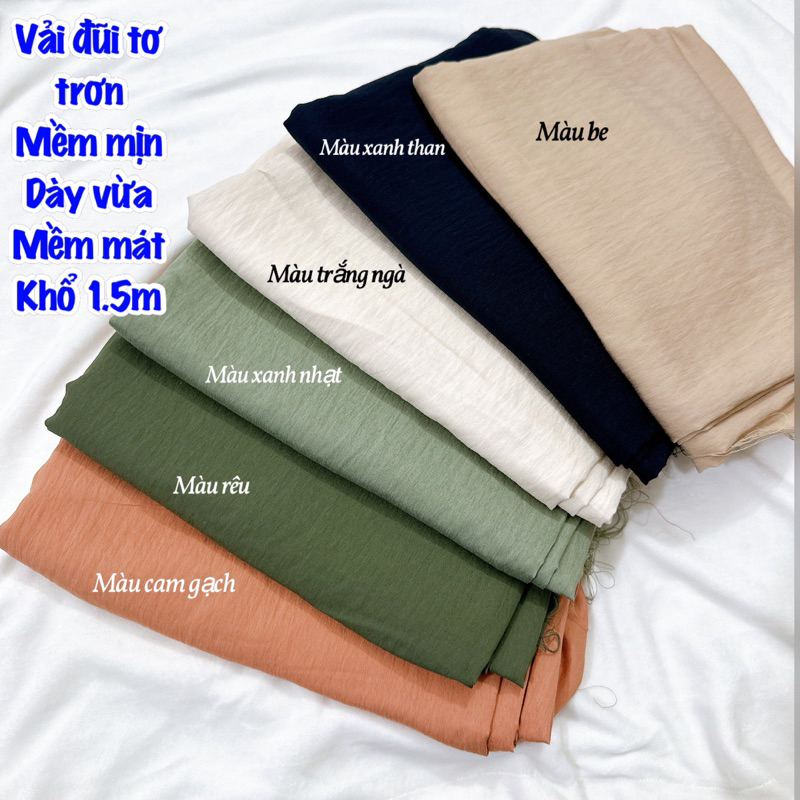 Vải đũi tơ trơn mềm mịn, siêu mát thấm hút mồ hôi tuyệt đối