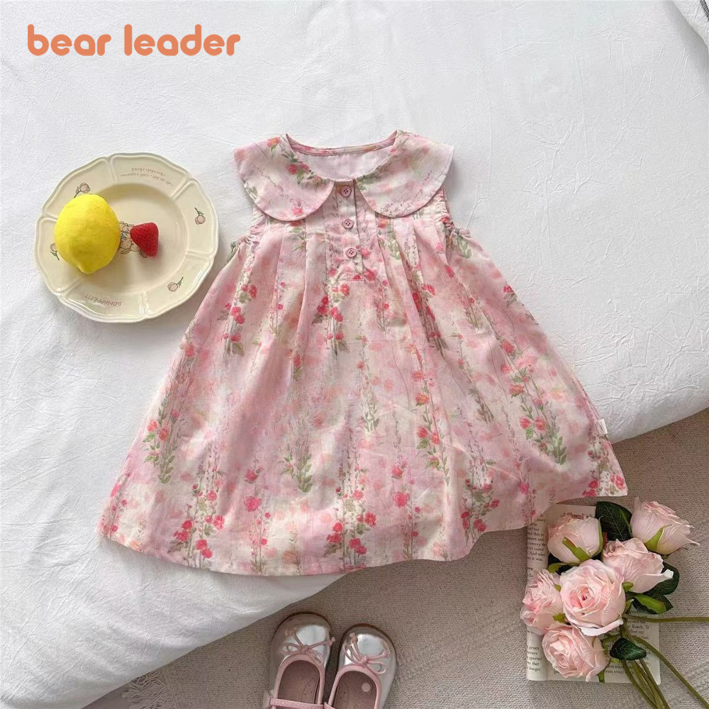 Bear Leader Sweet Turndown Collar Floral Princess Dress 2-7 Years Sleeveless A-Line Kids Clothes Girls Going Out Fashion Wear Outfits ราคา 165 บาท*ส่งฟรี