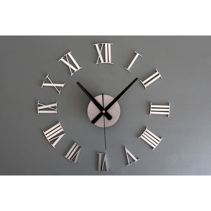 Jam Dinding Besar Raksasa Angka Romawi 3D Giant Wall Clock DIY 60 cm