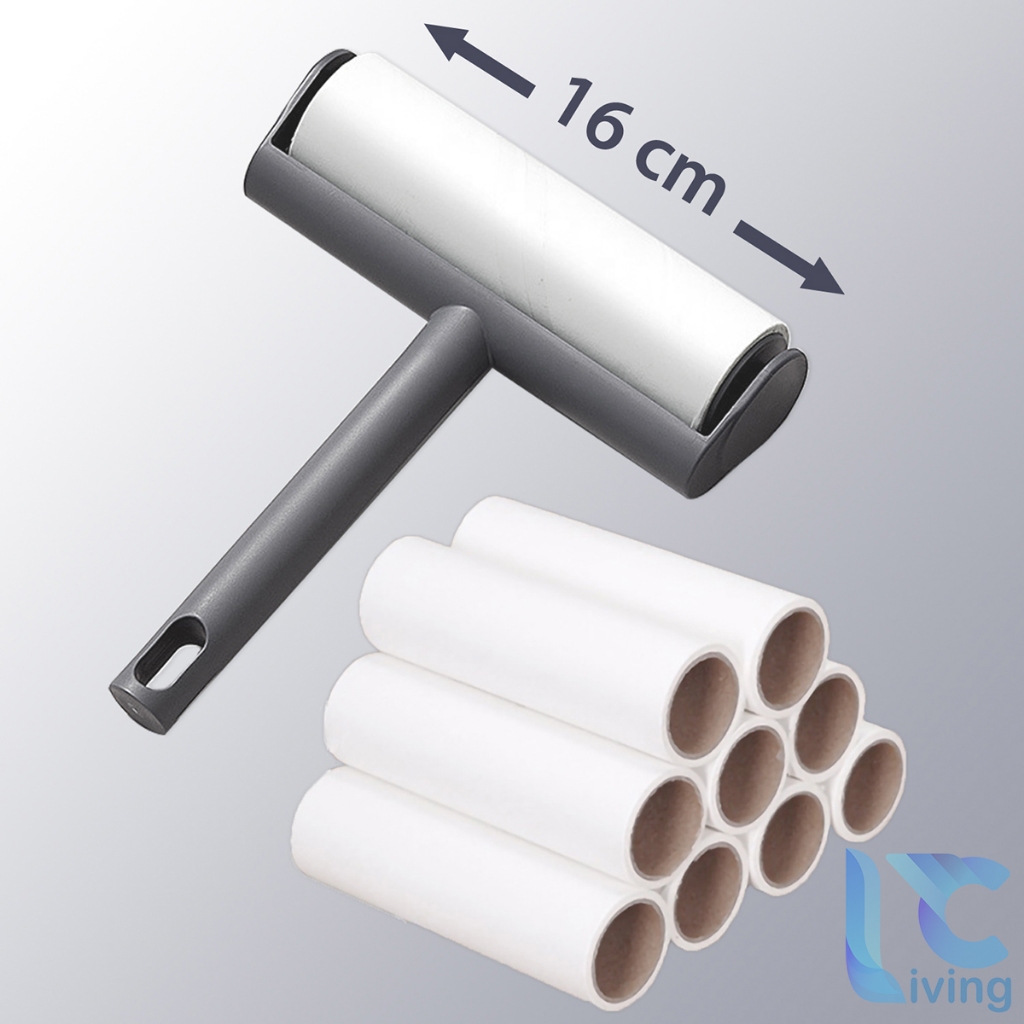 Combo Cây Lăn Bụi + 10 Cuộn Lõi Lăn 55 Lớp Siêu Dính Living C Size 16cm, 10cm, 24cm