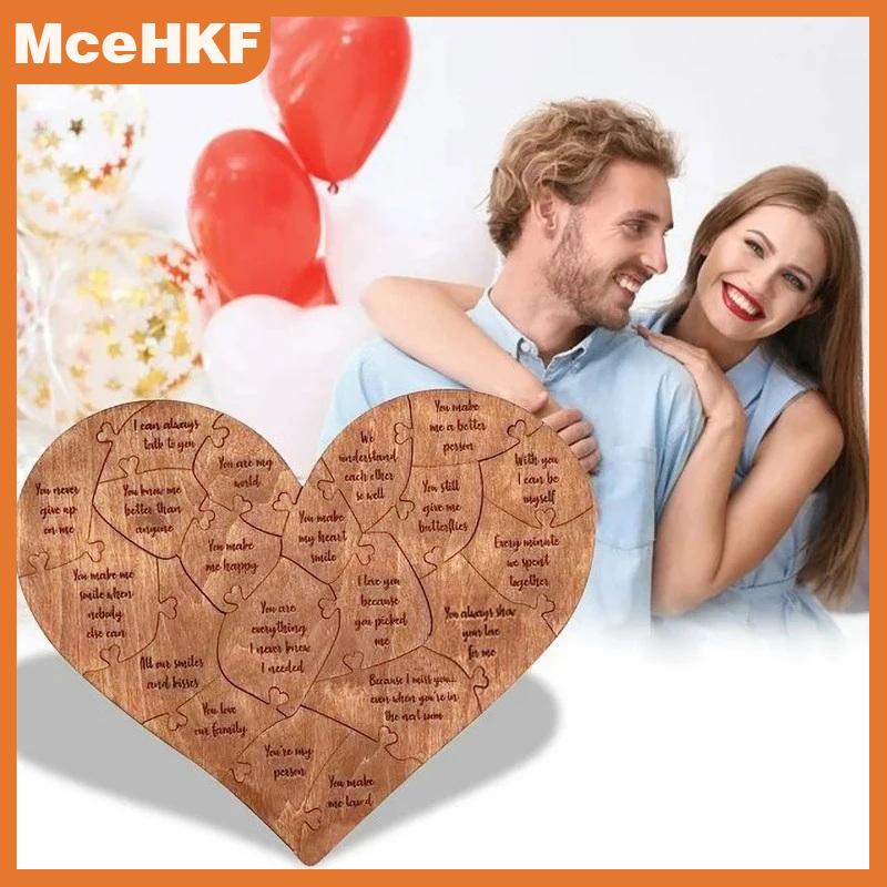 ❤❤❤Hot Sale MceHKF Cá nhân 20 lý do tại sao tôi yêu bạn Câu Đố gỗ khắc lưu niệm lãng mạn trang trí nhà món quà kỷ niệm cho cô ấy hoặc Anh Ấy