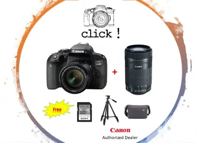 Canon EOS 800D Kit with EF-S 18-55mm + Canon EF-S 55-250mm f/4-5.6 IS STM Lens (Free 64GB + BAG + Tripod)