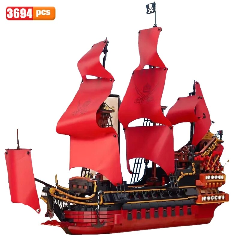 Compatible with LEGO Sáng tạo ngọc trai đen cướp biển tàu khối chuyên gia sáng tạo nữ hoàng annes tr