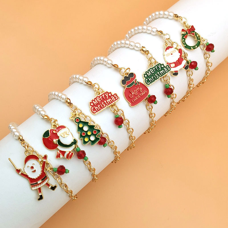 Red Pendant Bracelets Festive Themed Bracelets Snowman Tassel Bracelets Santa Claus Bracelets Christmas Bracelets