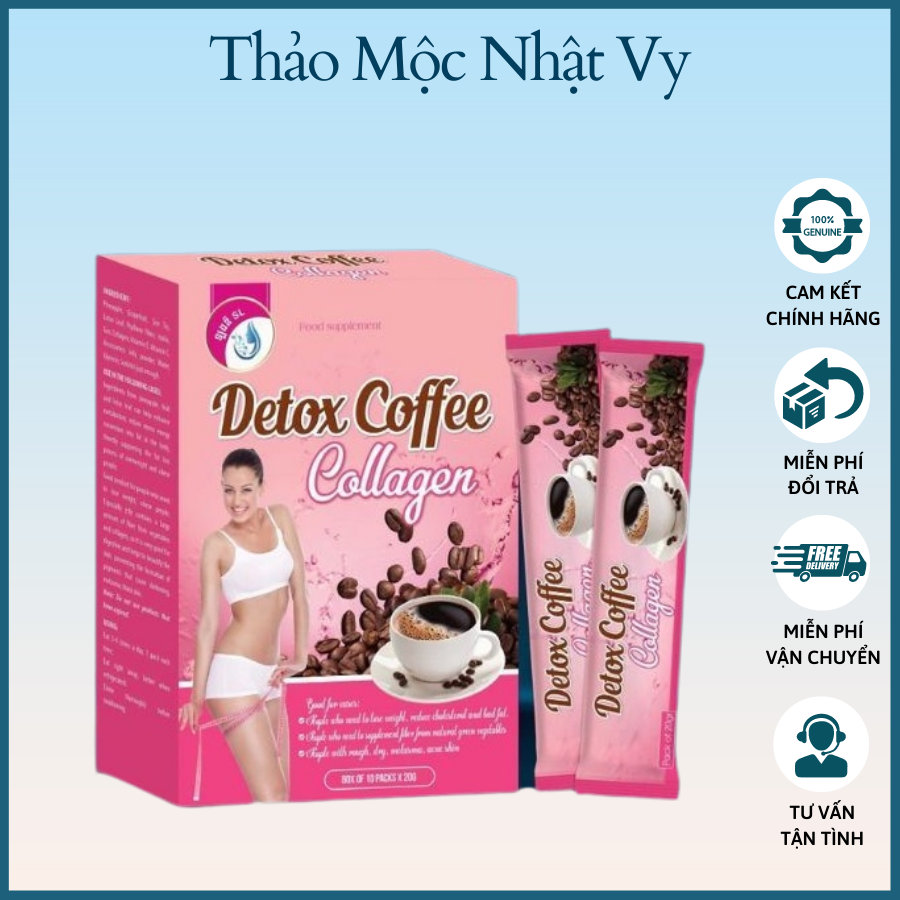 Hộp 10 Gói Detox Coffee Collagen Đánh Bay Mỡ Thừa Siêu Tốc , Hạn Chế Thèm