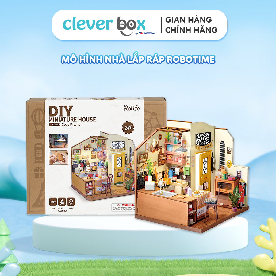 Mô hình nhà búp bê gỗ diy robotime rolife miniature house, mô hình nhà gỗ lắp ráp 3d clever box